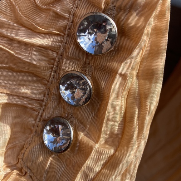 Golden-Yellow Crinkle Ruffle Faux Crystal Jacket. No Brand and No Size Listed. - Picture 7 of 10
